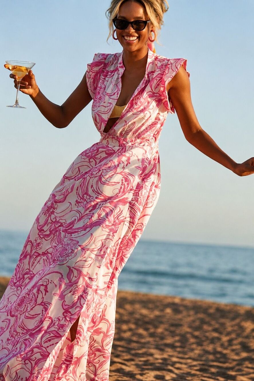 Rare Lilly Pulitzer x GOOP kiss kiss palm beach silk maxi coastal luxury, Sz 12,
